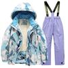 Dětská módní lyžařská souprava Chlapecká a dívčí zateplená voděodolná teplá lyžařská bunda a kalhoty Oblečení set