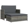 VidaXL Salon de jardin 2 pcs avec coussins Résine tressée Gris