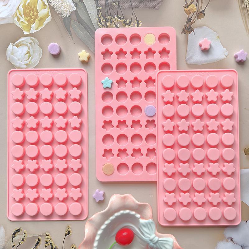 Food Grade Silicone Mold Non Stick With Round Star Cavities For Candy Chocolate Ice Cubes Gummy Diy Baking