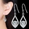 925 Sterling Silver New Women's Fashion Jewelry High Quality Crystal Zircon Hooked Heart-shaped Long Earrings