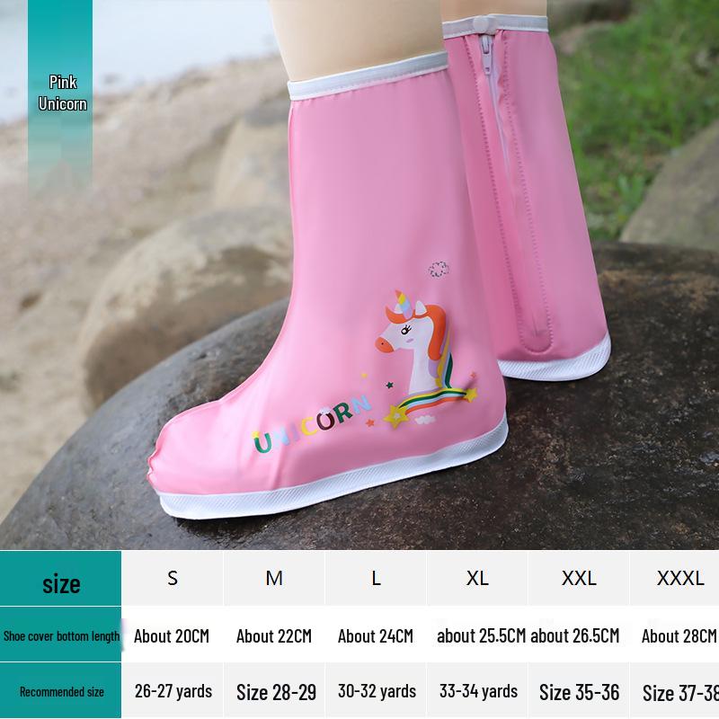 

Детские розовые мультяшные полусапоги-дождевики, плоский каблук, нескользящие, износостойкие, круглый носок. XL