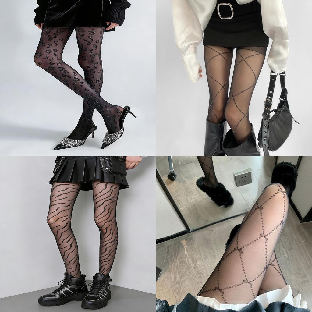 Nylon Fishnet Tights For Women With Diamond Pattern And Shiny Silver Thread For Summer Fashion