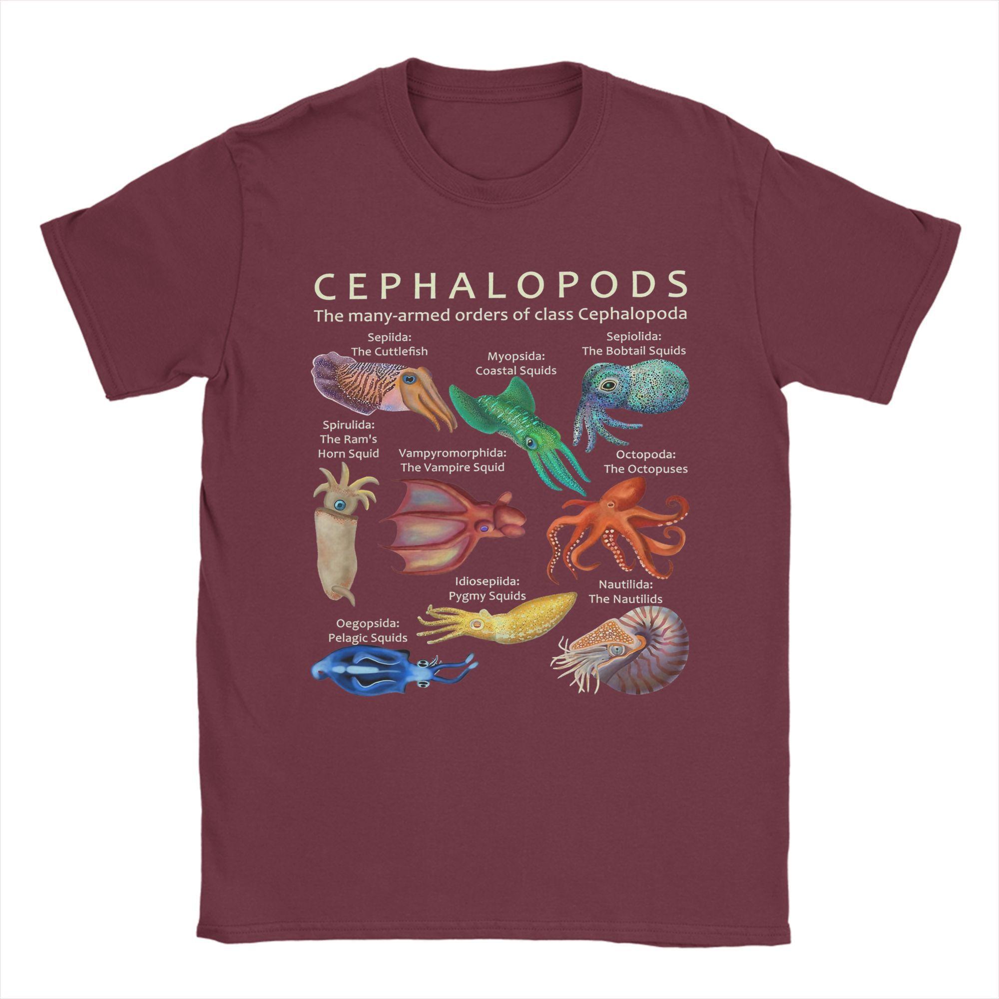 

The Cephalopod- Octopus, Squid, Cuttlefish, and Nautilus T Shirt for Men Pure Cotton Amazing T-Shirt Round Neck Tees Tops Idea M