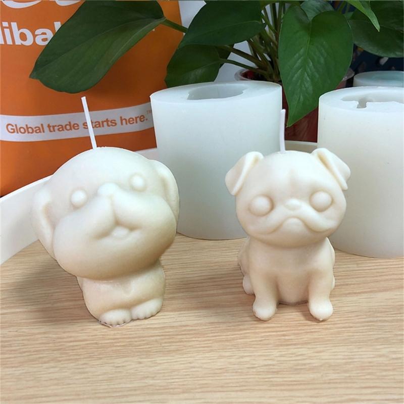 Bulldog Candle Mold for DIY Crafting Aromatherapy Candle Wax Soaps Moulds Pug Chocolate Mould