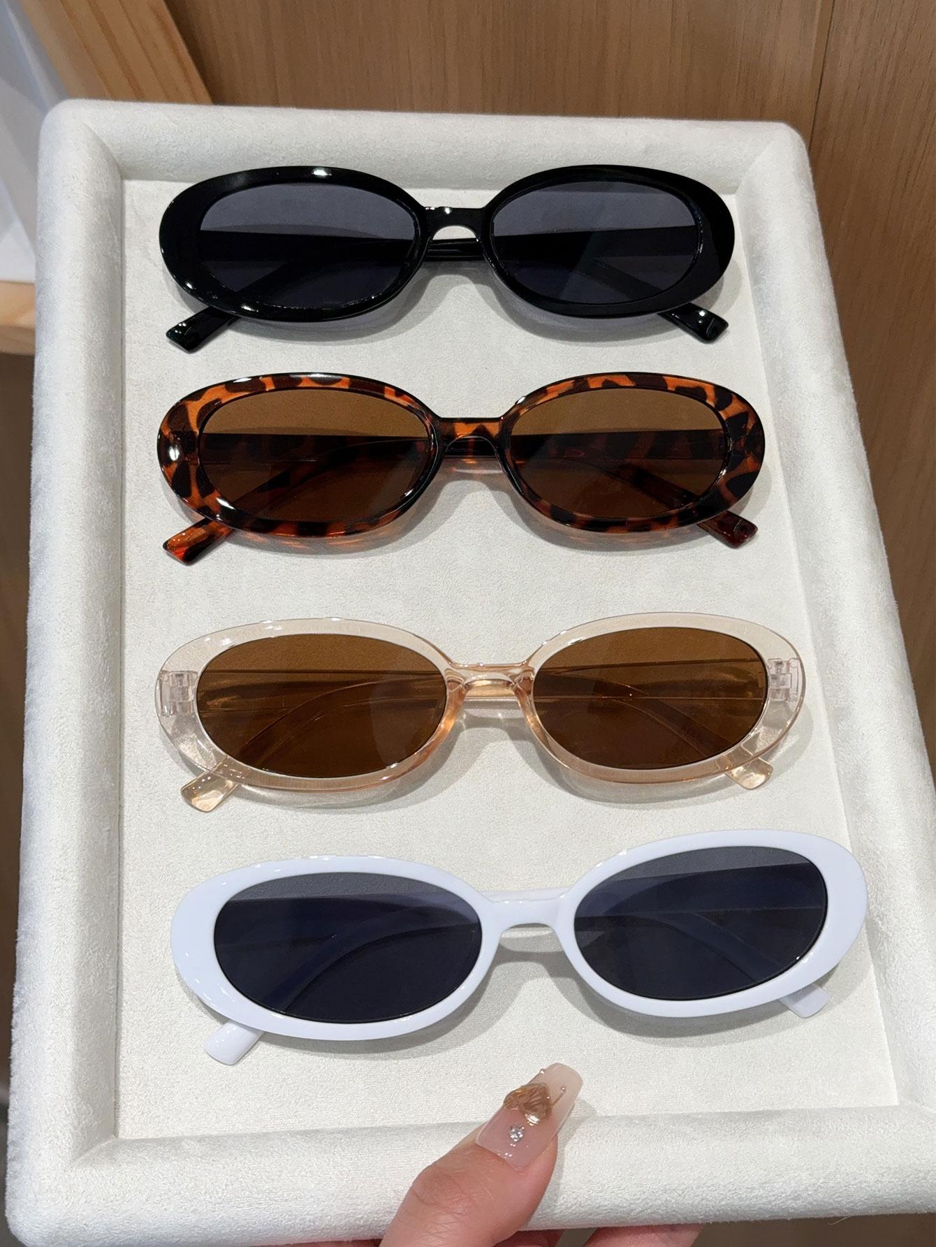 

4/5 шт. модные женские солнцезащитные очки «кошачий глаз» в прямоугольной овальной пластиковой оправе для мужчин, повседневные солнцезащитные очки для активного отдыха, аксессуары для очков.