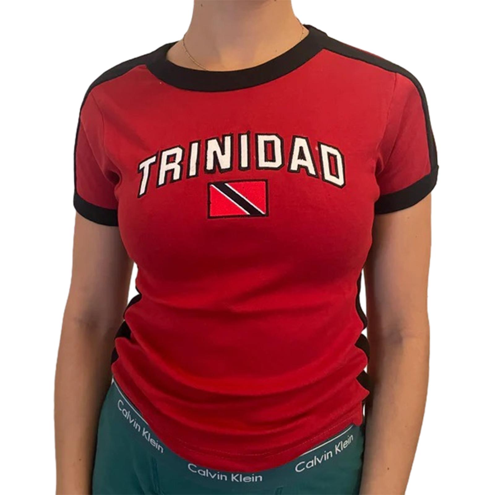 

Жіноча футболка з круглим вирізом, короткими рукавами, принтом літер, контрастного кольору, літні топи, вуличний одяг червоний