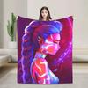 Soft Warm Throw Blanket for Home Decor  KPop Demon Hunters Flannel Bedspread Novelty Cover for Sofa Bed Girls Boys