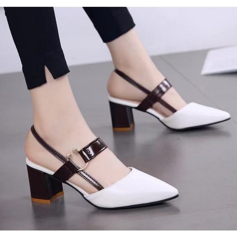 

Fashion Womens Shoes Women s Sandals 2025 Summer New Pointy Chunky Sandals Pluis Size Women s Fashion High Heels Women Shoes Sandals 42 белый