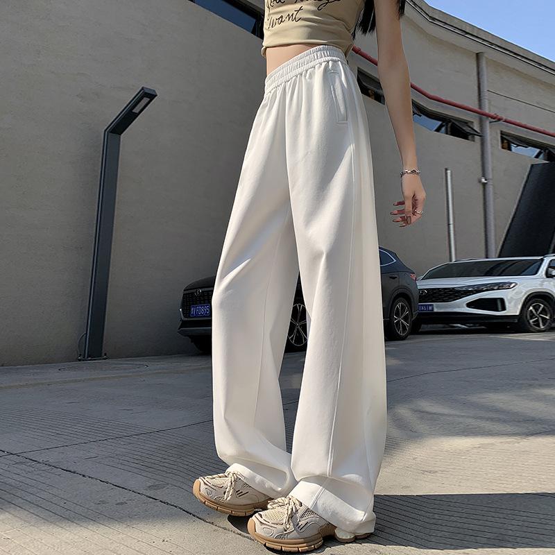 Narrow Version Straight-leg Pants for Women In Spring and Summer New High-waist Slim Sports Sweatpants Casual Pants Thin Drooping Wide-leg Pants