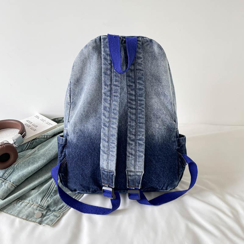Gradient Denim Backpack Large Capacity Women's Retro Backpack