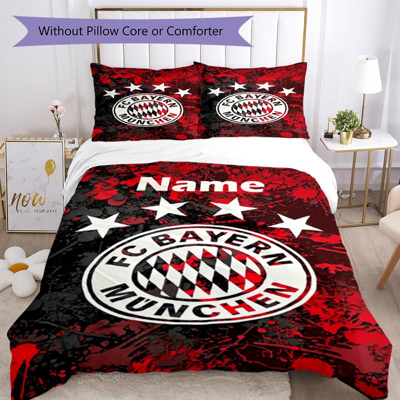 Set Biancheria da Letto FC Bayern München Personalizzato con Nome 3 Pezzi Copripiumino Chiusura Include 1 Copripiumino e 2 Federe, Morbido e Confortevole per Tutte le Stagioni.