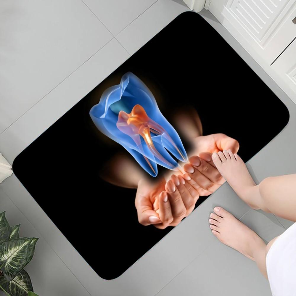 The Dentist Tooth Floor Mat Graphic Printed Flannel Doormats for Bathroom Kitchen Entrance Carpet Home Decor