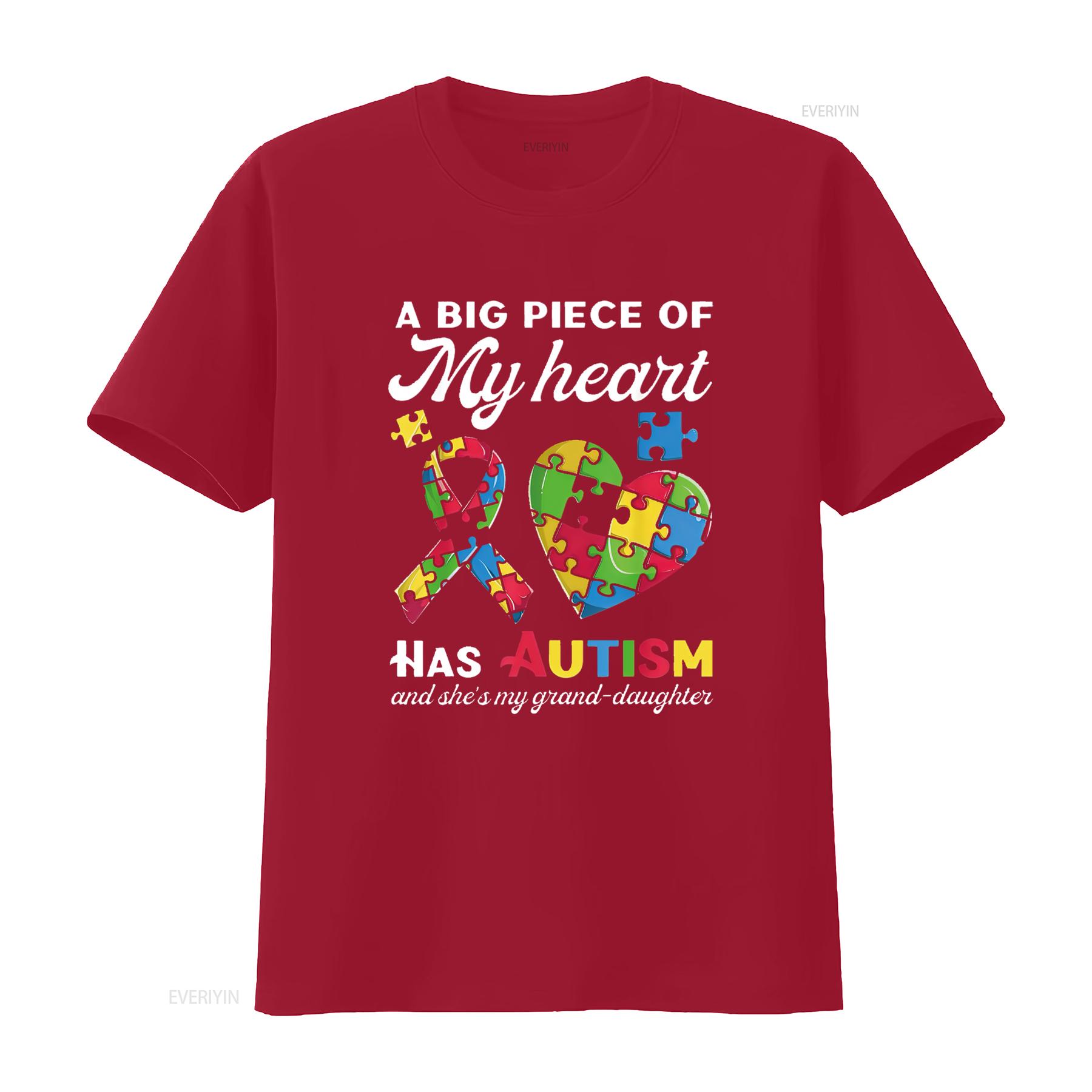 Autism Granddaughter Grandma Grandpa A Big Piece Of My Heart T Shirt vintage Washed Stretched graphic Soft Versatile Casual S