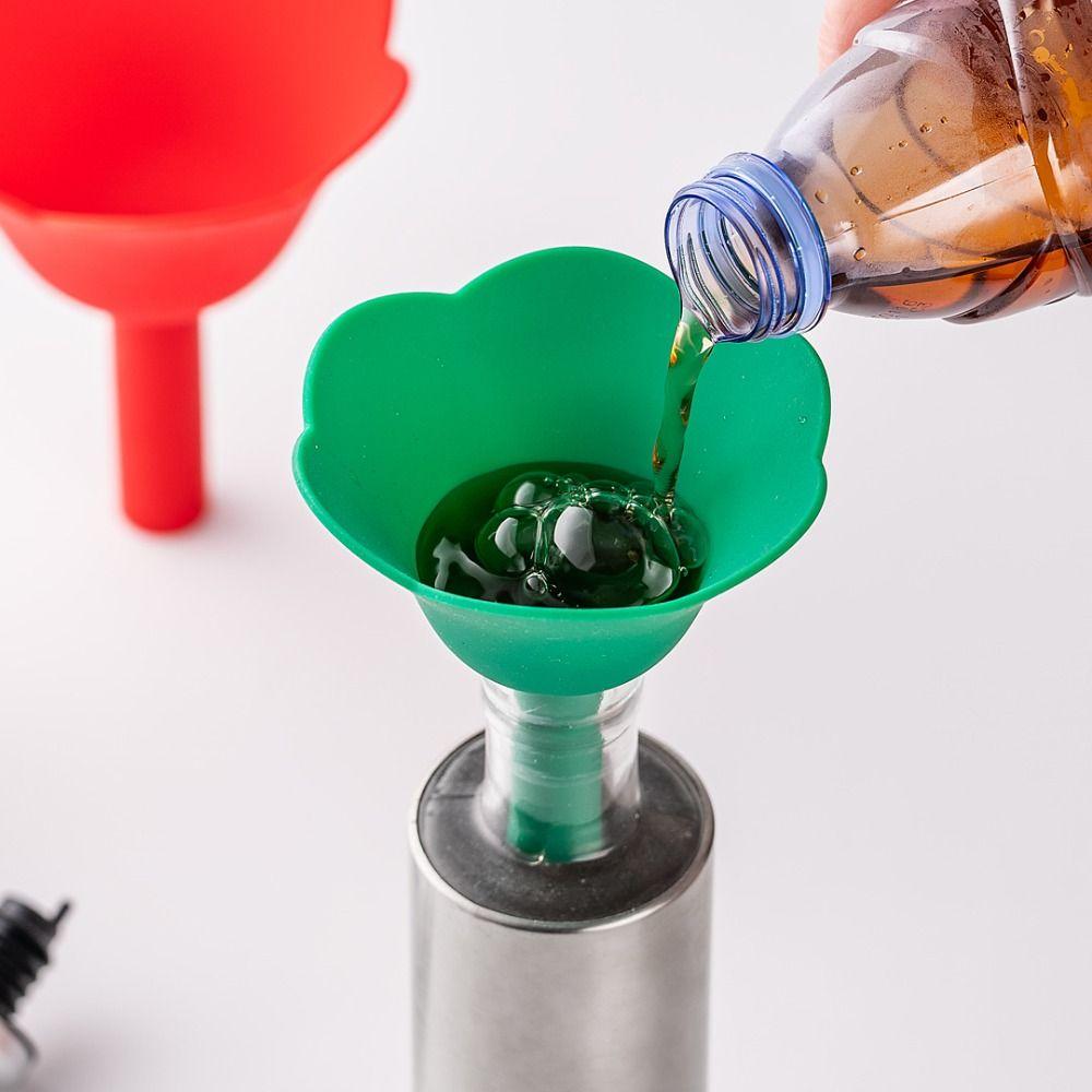 3Pcs/Set Creative Flower Shaped Funnel Portable Silicone Funnel Set Wine Funnel  Kitchen Baking