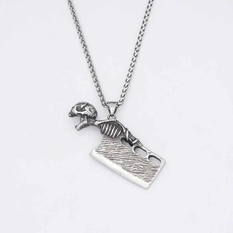 

Кулон Нож Череп Полированная Нержавеющая Сталь Не тускнеющий Модный Личность Титановая Сталь Кулон Нож Череп