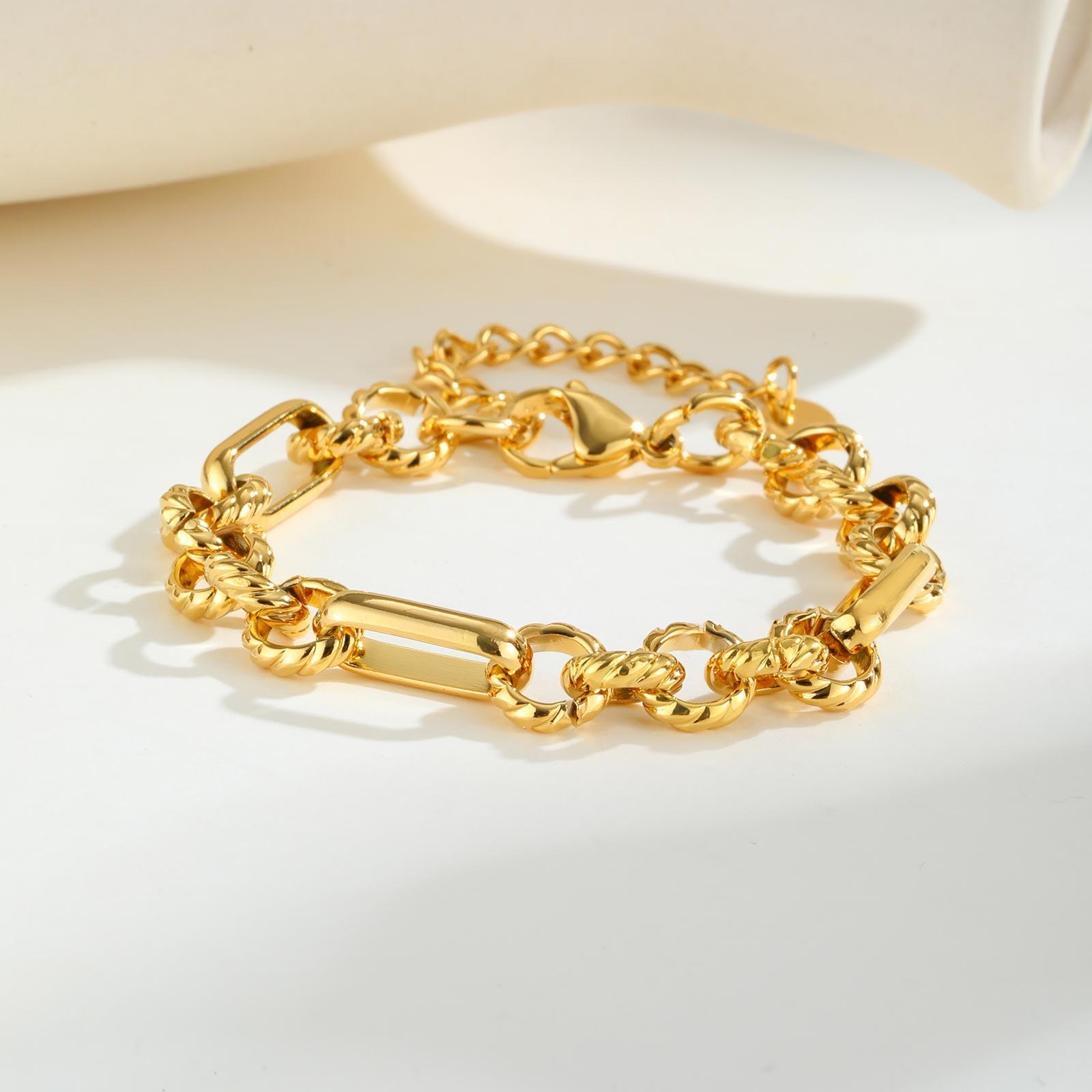 

Round Twist Chain Bracelet Necklace for Women,Gold Color Stainless Steel Geometric Chain Bracelets Necklaces,Set Jewelry Gifts