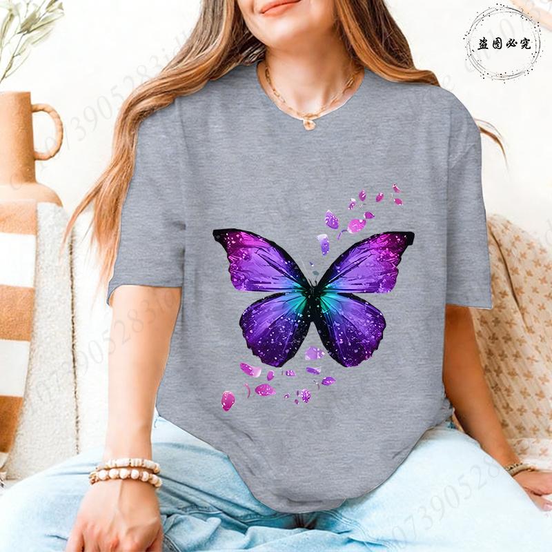 Fashion Butterflies Autism Awareness T-Shirt Women Clothing Summer Breathable Tops Short Sleeve Soft Comfortable Tee Shirt