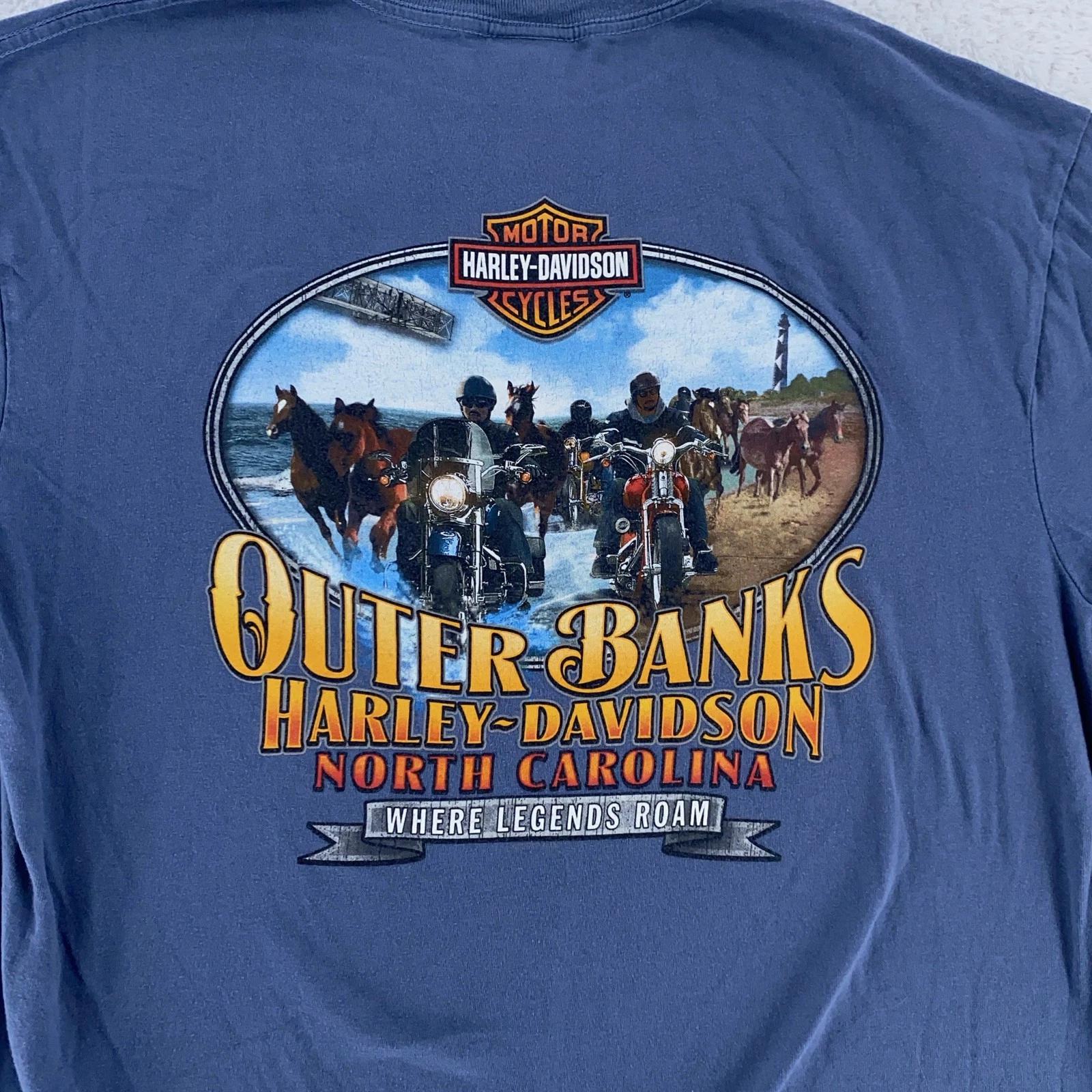 

Harley-Davidson Where Legends Roam Horse T-Shirt L Outer Banks North Carolina 2XL