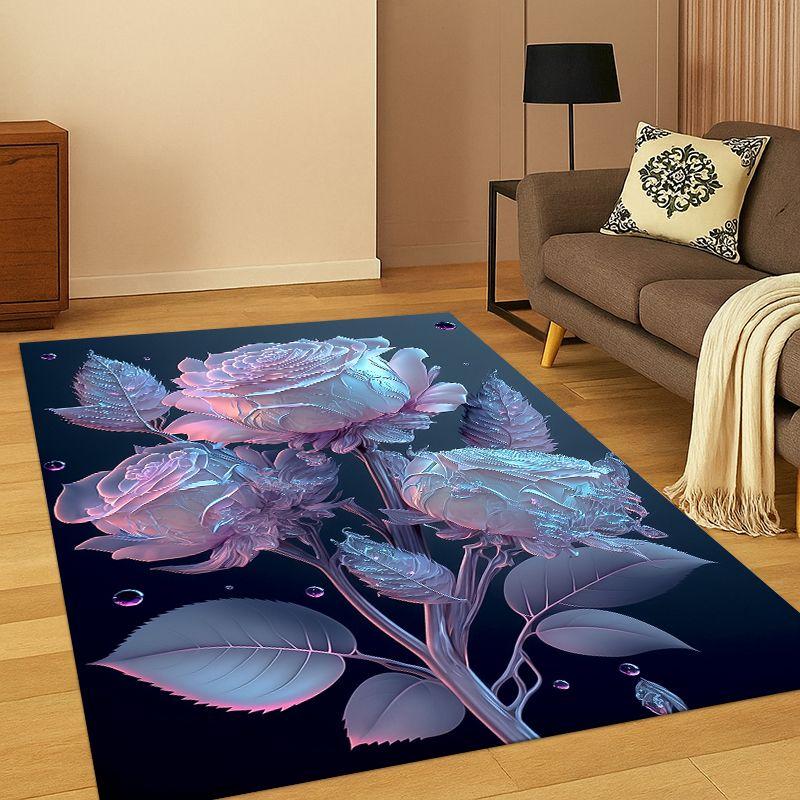 Romantic Rose Flower Daisy Cartoon Carpet Rug for Bedroom Living Room Sofa Playroom Doormat Home Decor,Kid Area Rug Non-slip