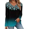 Women's V-neck Long-sleeved T-shirt Personalized Street Abstract Print Loose Women's Top