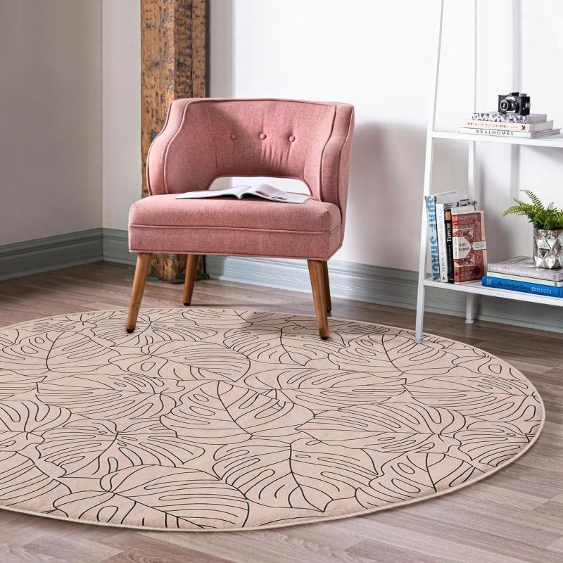 

Цветной напольный лист с цифровым принтом Современная коричневая гостиная и круглый ковер для гостиной с моющимся нескользящим основанием