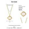 Sky Realm White Shell Clavicle Necklace: Gold-Plated Titanium Steel, Retro Light Luxury Design