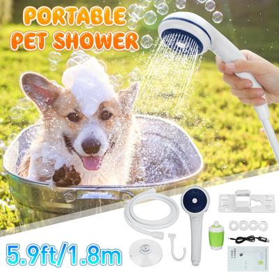 1,8 m tragbare Camping-Dusche, Outdoor-Camping-Duschpumpe, wiederaufladbarer USB-Duschkopf für Camping, Wandern, Reisen