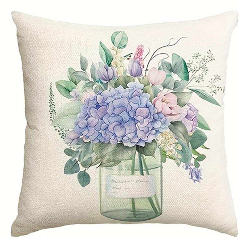 

Floral Plaid Pillow Covers - “Live Life in Full Bloom” Inspirational DecorLiving room sofa cushion cover, room decoration 16x16Inch