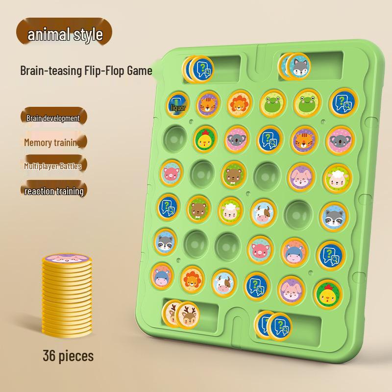 Children's Animal Flip Chess Puzzle Toy for Observation and Concentration Training