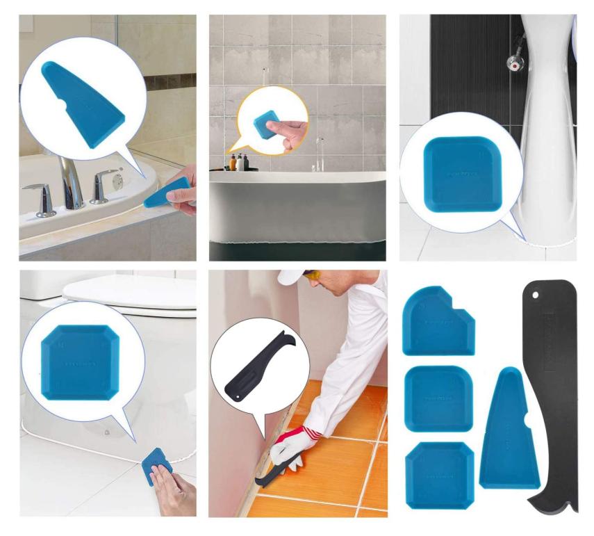Silicone Sealant Remover Caulking Tool Kit With Plastic Scraper/Caulk Remover/Nozzle Perfect for Bathroom