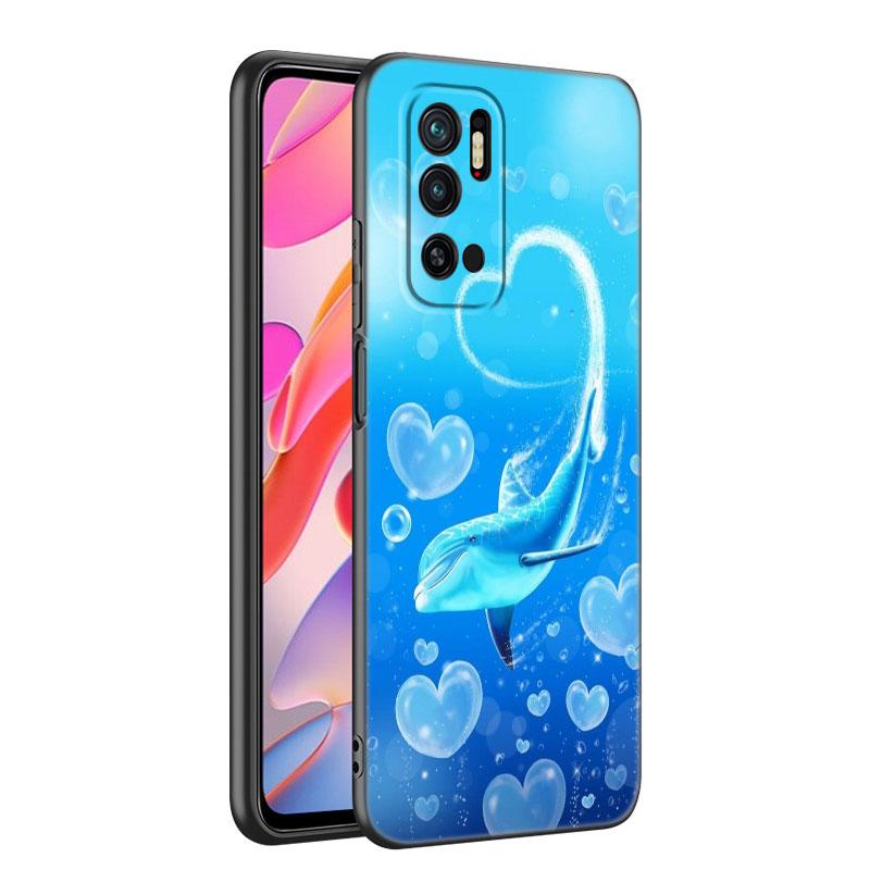 Ocean Golphin Dance Skaczące Etui na Telefon Dla Xiaomi Mi A2 8 9 SE Note 10 10T 11 12 Lite 9T 11T 12S 12T Pro A3 6X 12X Czarne Etui