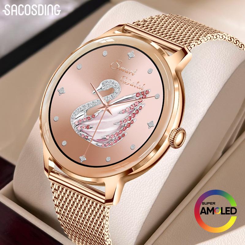 SACOSDING 2025 Smart Watch Damski Pełny ekran dotykowy Sportowy zegarek fitness IP67 wodoodporny Bluetooth Na Androida iOS Smartwatch Damski