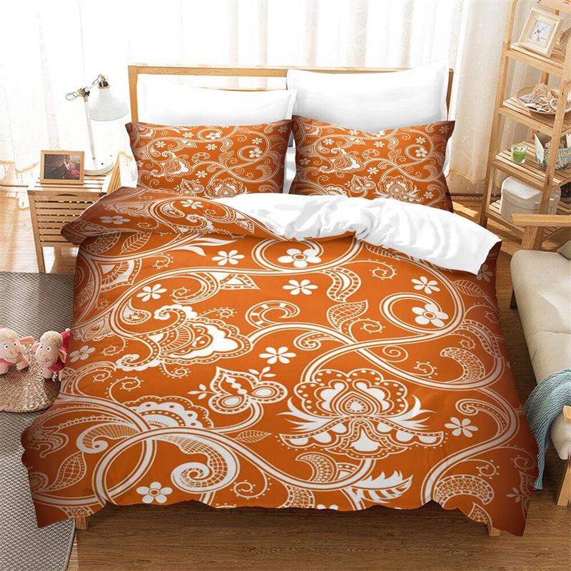 Mandala Duvet Cover Geometric Floral Print Bedding Set Queen Size Bohemian Style Pillowcases For Kids Adults Bedroom Decorative