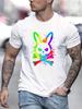 Men's summer 100% pure cotton fashionable casual loose color skull and rabbit print sports round neck short sleeved T-shirt top