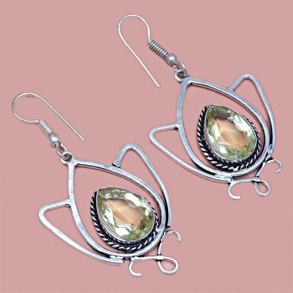Lemon Topaz Gemstone Mother's Day Jewelry Pendant Earring Set
