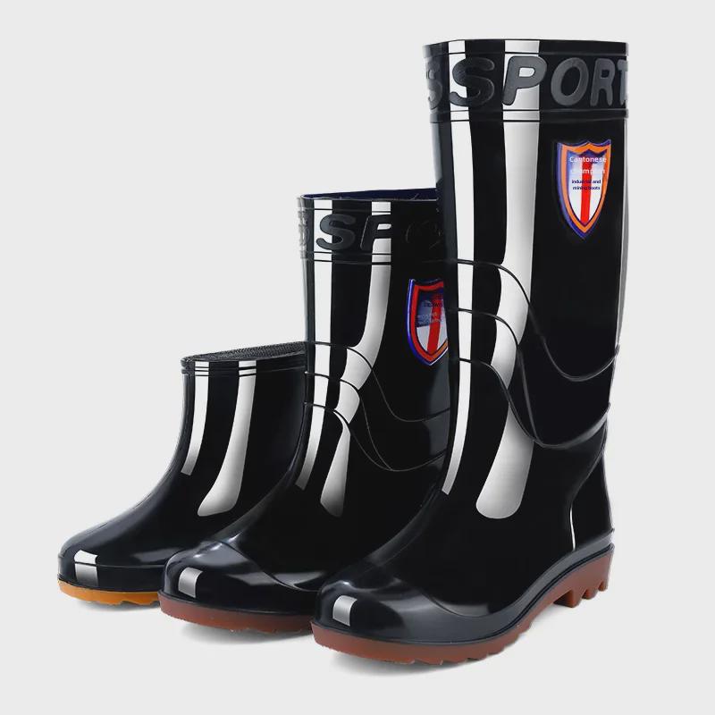 Men's PVC Winter Velvet-Lined Waterproof Work Boots, Mid-High Tube for Warmth and Protection