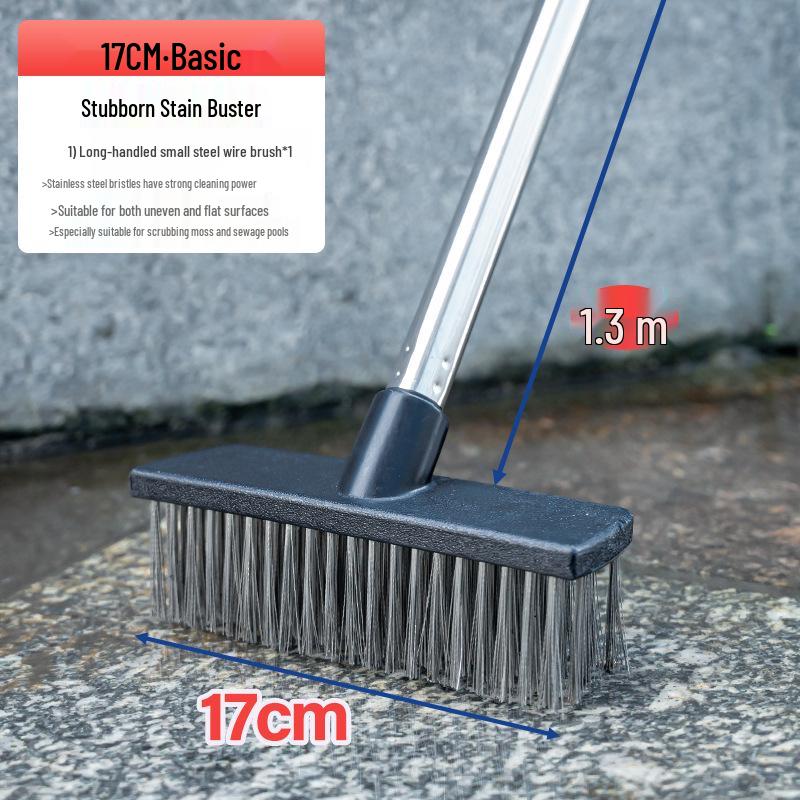 Long-Handled Steel Wire Brush: Floor Scrubber & Rust Remover
