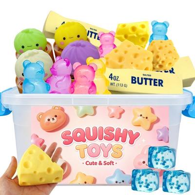 Multi Slow-Rising Squishy, Random Includes: Cheese Squeeze Toys, Steamed Buns And Dumplings,Long Butter Bread,Bear Squishy Toys