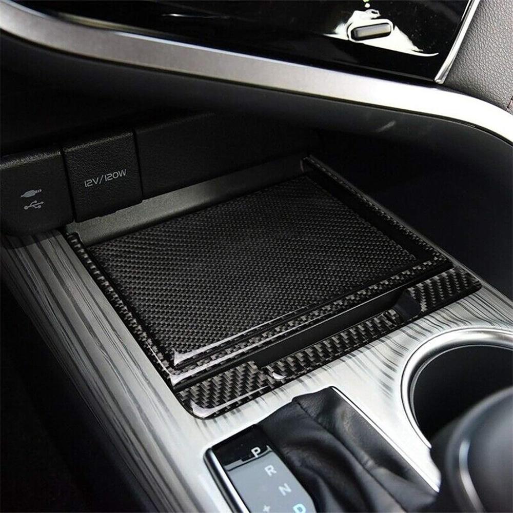 Carbon Fiber Center Console Storage Box Cover Trim Decal For Toyota Camry 18-19