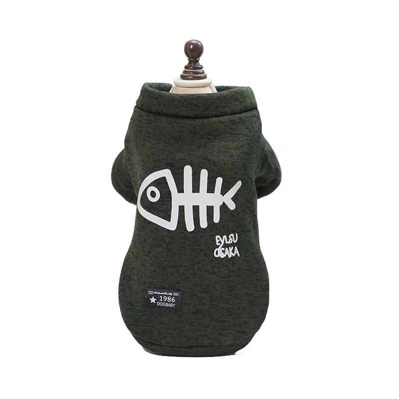 Fish Bone Print Pet Clothes for Small Dogs Cats Cozy Cotton Puppy Dog Cat Hoodie Coat Yorkies Chihuahua Sweatshirt Pets Clothing