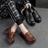 Chunky Heel Low-top Loafers Handmade Retro Casual Shoes Fashion Versatile Thick Bottom Women's Shoes