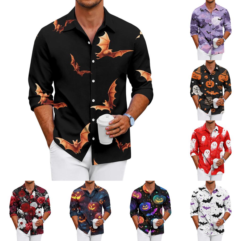 Men's Loose-fitting Casual Button-down Long-sleeved Shirt