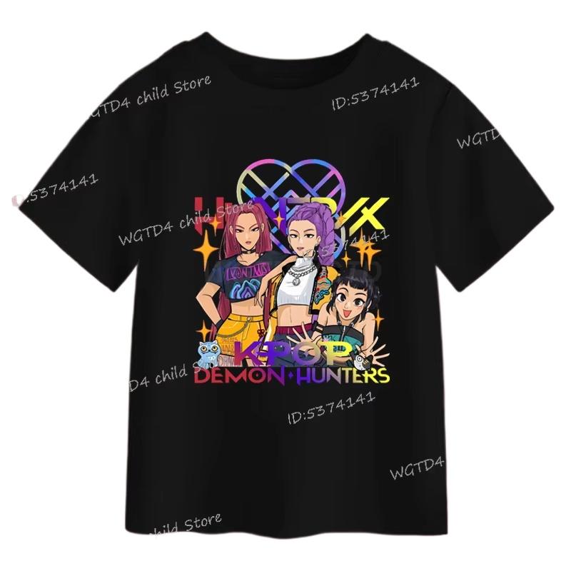 Summer Movie Kids T-shirt KPop Demon Hunters Cool Girls Tee Top Funny Gift Men Women Cotton Tshirt K-Pop Demon Hunters Clothes