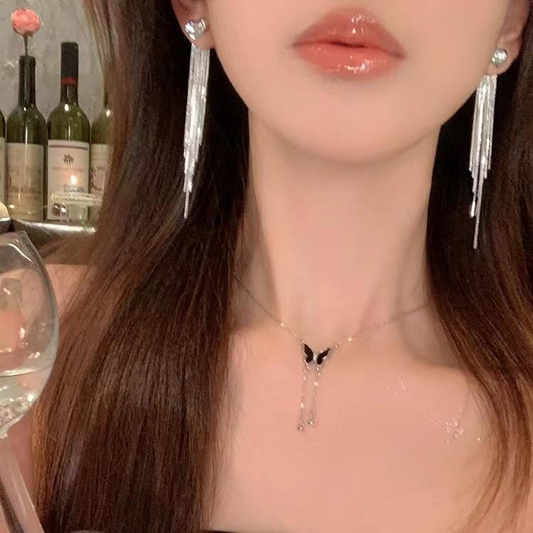 Elegant Bow-Knot Tassel Alloy Earrings for Women's 2025 Spring/Summer