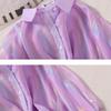 Gradient Purple Chiffon Shirt Women's Thin Coat Loose Long-sleeved Cardigan Sunscreen Shirt Casual Top Sweet Fashion New Style