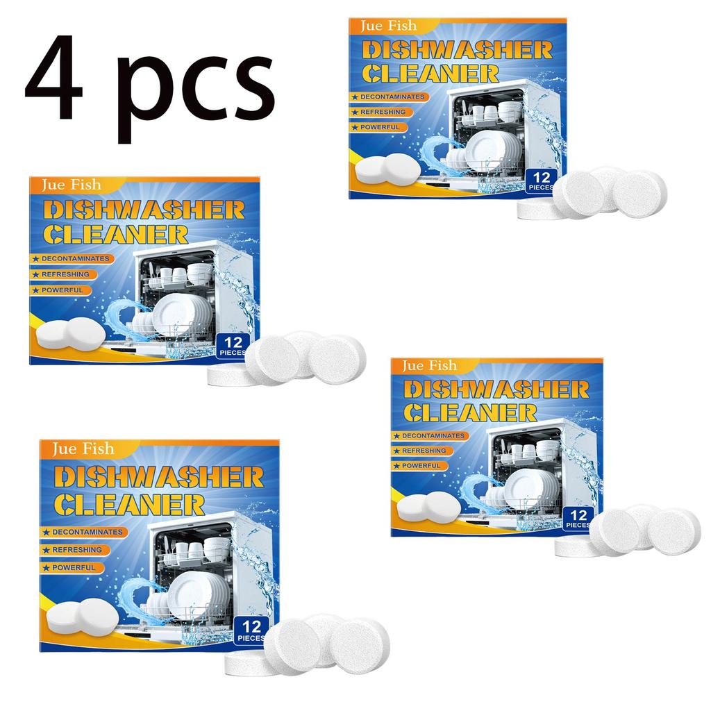 Jue Fish Diskmaskinstabletter (12 st) - Hushållsdiskmaskinsrengöring Brustabletter - Rengör och tar bort vattenfläckar och fett.