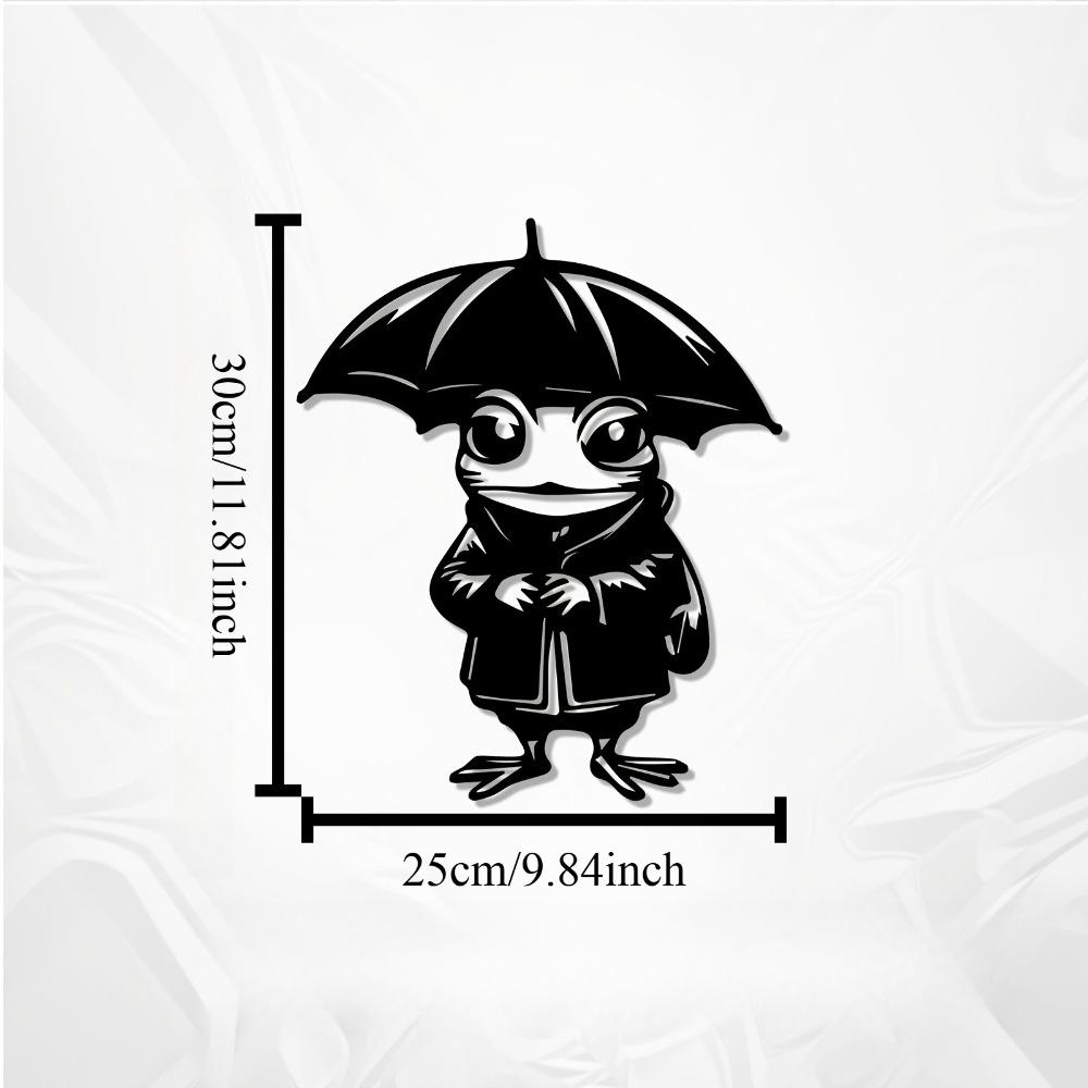 

1pc Frog Umbrella Metal Wall Art - Modern Iron Weatherproof Outdoor Garden Patio Decoration, Cute Sculpture for Fence, Holiday Gift for Frog Lovers 12in