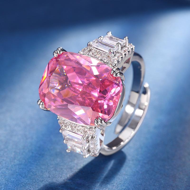 

Ювелирные изделия Медное основание с золотым покрытием Имитация цвета Сокровище Корунд Толстый квадрат 12 * 16 Дизайнерское кольцо для женщин