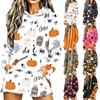 Women's Casual Long Sleeve Halloween Print Pullover Hoodie Sweatshirt