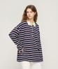 Cargo Bros For Woman Bold Stripe Collared T-Shirt (Navy)